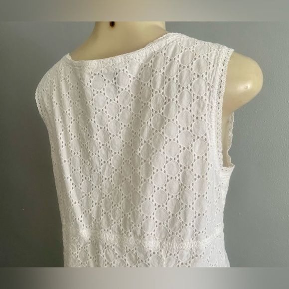 Liz Claiborne Sleeveless Dress size 12 with Empire waist Cotton white summer. - Picture 5 of 7